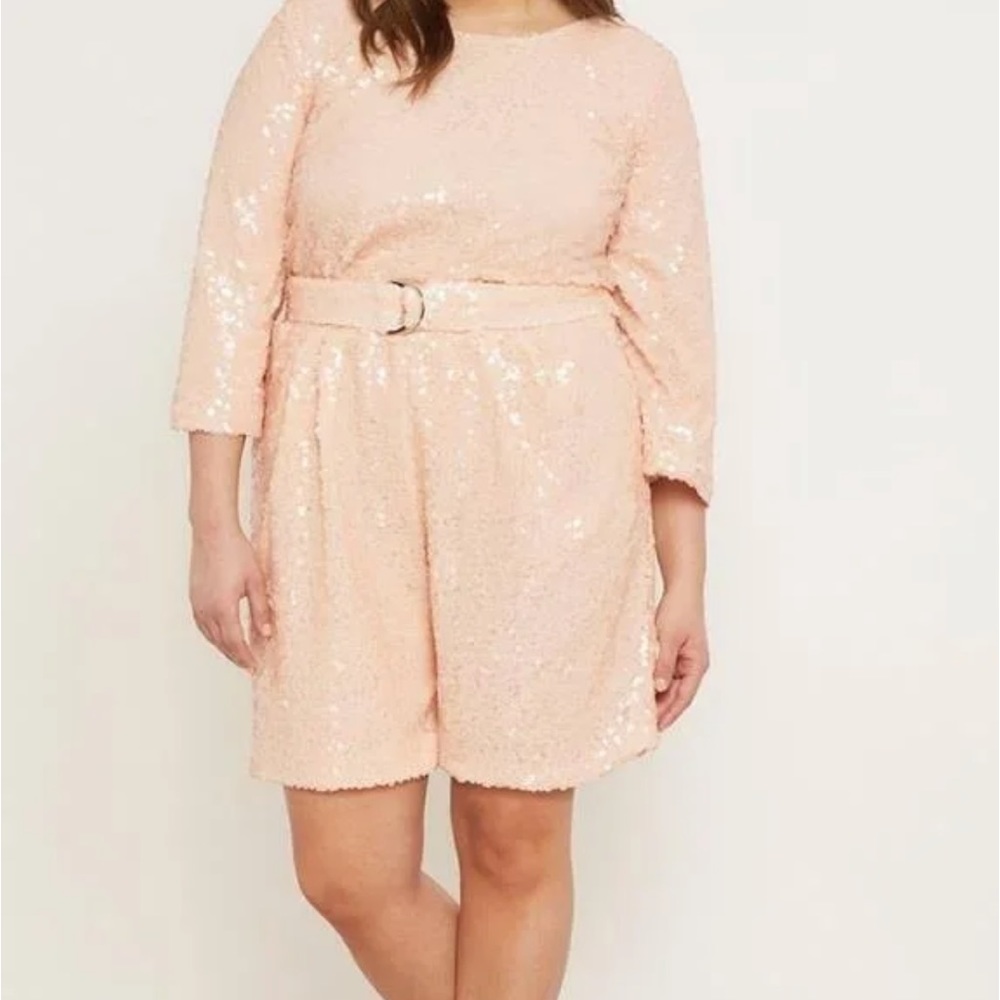 Eloquii Sequin Bermuda Glam Shorts and Long sleeves Top Set S…